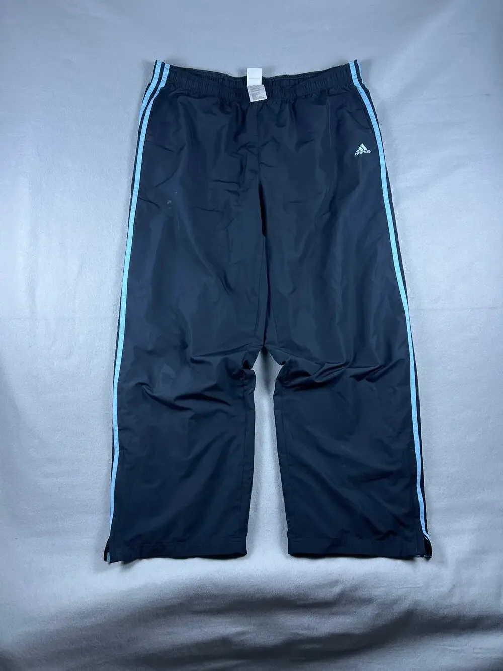 VTG Y2K Adidas Track Pants 3 Stripe Men XL Black Blue Streetwear Sporty UNC